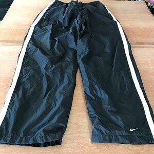 Nike Windbreaker Track Pants Men XL Black High Rise Ankle Zip Pocket Tie Waist